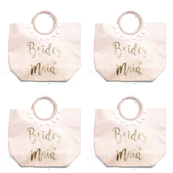 Lot of 4 SHIRALEAH pink vegan *bridesmaid* beach pool tote bag satchel party - Picture 1 of 7